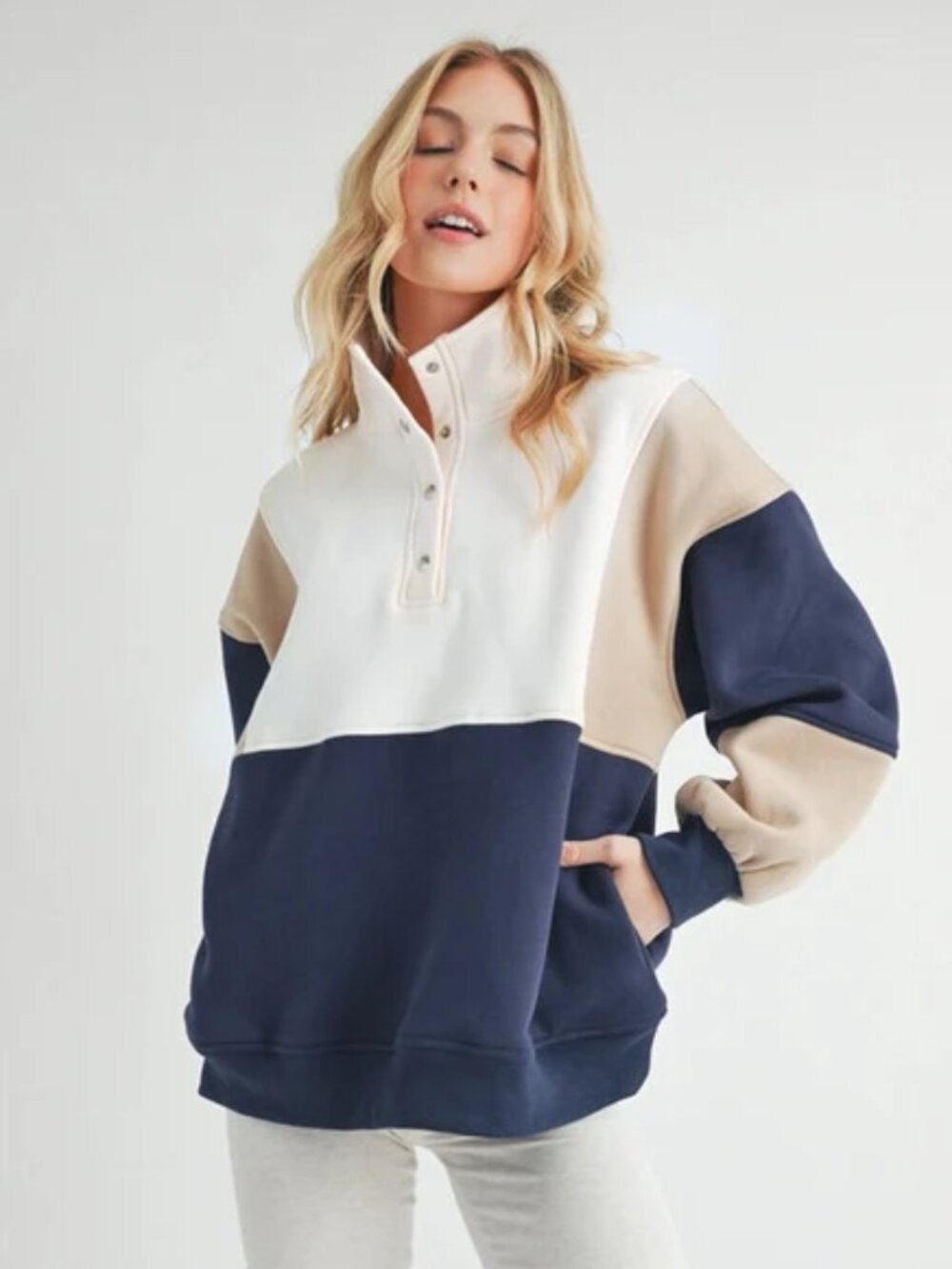 AEMI+CO Colorblock Pullover